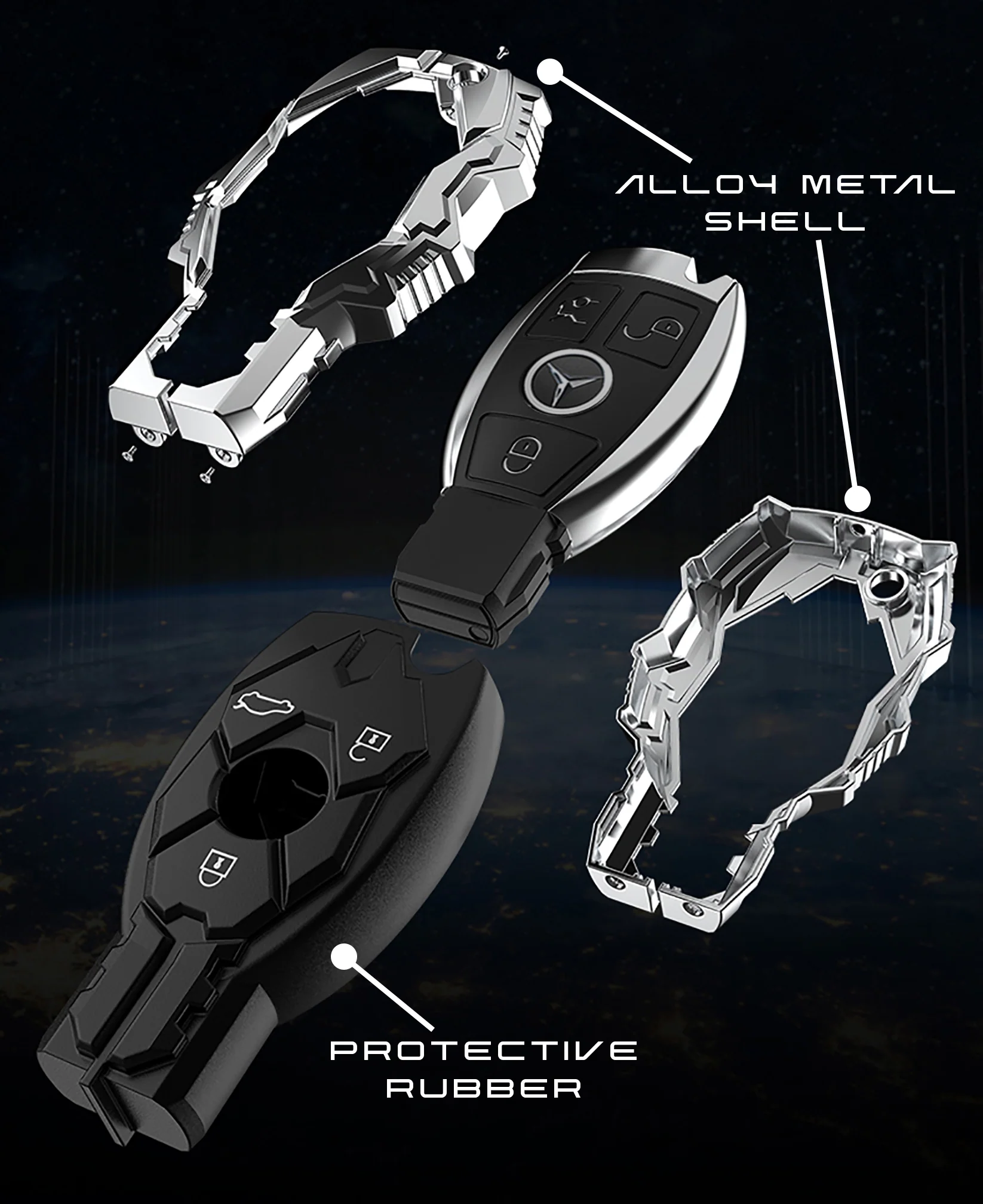 Mercedes Benz AMG Alloy Metal Key Case *Keyless* - Image 3